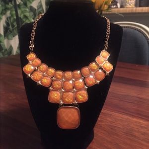 Orange stone geometric necklace